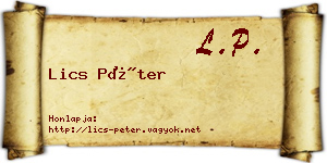 Lics Péter névjegykártya